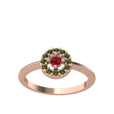 Minimal İris Yüzük - Garnet ve peridot 925 ayar rose altın kaplama gümüş yüzük #1jgj3wu