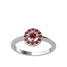 Garnet 18 ayar beyaz altın yüzük