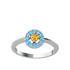 Sitrin ve akuamarin 925 ayar gümüş yüzük