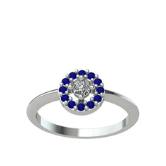 Minimal İris Yüzük - Swarovski ve lab safir 18 ayar beyaz altın yüzük #1nis2ui