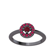 Kök yakut ve rodolit garnet 925 ayar siyah rodyum kaplama gümüş yüzük