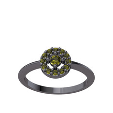 Minimal İris Yüzük - Peridot 925 ayar siyah rodyum kaplama gümüş yüzük #1pooxz9