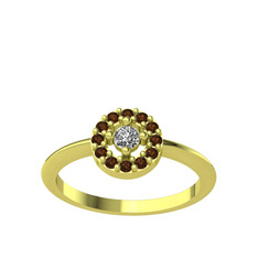 Minimal İris Yüzük - Beyaz zirkon ve dumanlı kuvars 925 ayar altın kaplama gümüş yüzük #1sanq3x