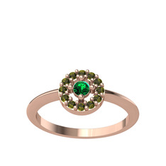Yeşil kuvars ve peridot 8 ayar rose altın yüzük