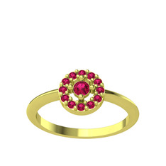 Rodolit garnet 18 ayar altın yüzük