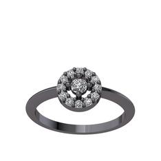 Minimal İris Yüzük - Beyaz zirkon 925 ayar siyah rodyum kaplama gümüş yüzük #1vi661t