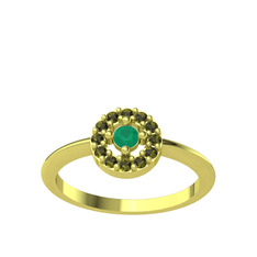 Kök zümrüt ve peridot 18 ayar altın yüzük