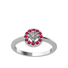 Beyaz zirkon ve rodolit garnet 925 ayar gümüş yüzük