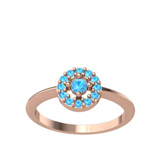 Minimal İris Yüzük - Akuamarin 8 ayar rose altın yüzük #77smn