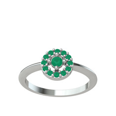 Minimal İris Yüzük - Kök zümrüt 18 ayar beyaz altın yüzük #abzw0v