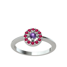 Ametist ve rodolit garnet 925 ayar gümüş yüzük