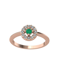 Minimal İris Yüzük - Kök zümrüt ve swarovski 925 ayar rose altın kaplama gümüş yüzük #doh0cu