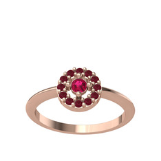 Rodolit garnet ve kök yakut 925 ayar rose altın kaplama gümüş yüzük
