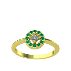 Minimal İris Yüzük - Swarovski ve yeşil kuvars 8 ayar altın yüzük #ehyuu2