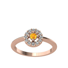 Minimal İris Yüzük - Sitrin ve swarovski 8 ayar rose altın yüzük #l8bql4