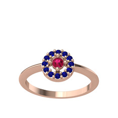 Minimal İris Yüzük - Rodolit garnet ve lab safir 18 ayar rose altın yüzük #lgrg4o