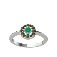 Minimal İris Yüzük - Kök zümrüt ve peridot 925 ayar gümüş yüzük #lor42y