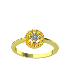 Minimal İris Yüzük - Swarovski ve sitrin 8 ayar altın yüzük #mifvpq