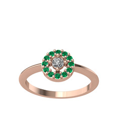 Minimal İris Yüzük - Swarovski ve yeşil kuvars 925 ayar rose altın kaplama gümüş yüzük #nc7r2p