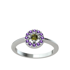 Minimal İris Yüzük - Peridot ve ametist 925 ayar gümüş yüzük #nwevgd