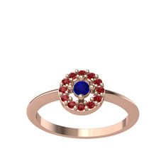Lab safir ve garnet 18 ayar rose altın yüzük