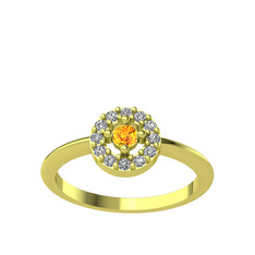 Minimal İris Yüzük - Sitrin ve swarovski 18 ayar altın yüzük #sf9p4l
