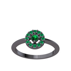 Minimal İris Yüzük - Yeşil kuvars 925 ayar siyah rodyum kaplama gümüş yüzük #tgekq3