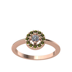 Minimal İris Yüzük - Pırlanta ve peridot 14 ayar rose altın yüzük (0.06 karat) #ur17s7
