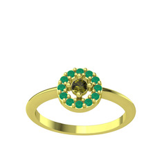 Minimal İris Yüzük - Peridot ve kök zümrüt 18 ayar altın yüzük #wyv10v