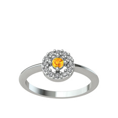 Minimal İris Yüzük - Sitrin ve beyaz zirkon 925 ayar gümüş yüzük #y8jf7t