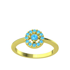 Minimal İris Yüzük - Akuamarin 14 ayar altın yüzük #yn3n1w
