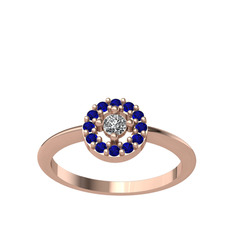 Minimal İris Yüzük - Swarovski ve lab safir 14 ayar rose altın yüzük #z77bra
