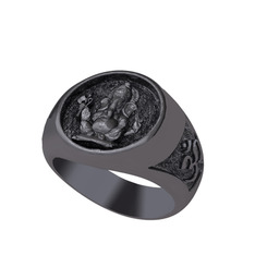Ganeşa (Ganesha) Yüzük - 925 ayar siyah rodyum kaplama gümüş yüzük #8ytxdy