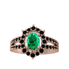 Lobelia Yüzük - Yeşil kuvars ve siyah zirkon 8 ayar rose altın yüzük #12unr9q