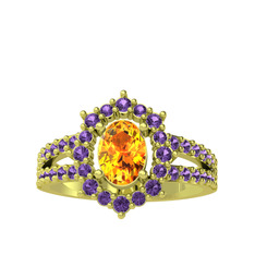 Lobelia Yüzük - Sitrin ve ametist 18 ayar altın yüzük #13fi47e