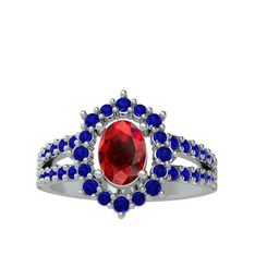 Lobelia Yüzük - Garnet ve lab safir 18 ayar beyaz altın yüzük #16kizuy