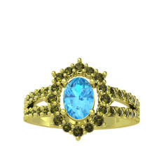 Lobelia Yüzük - Akuamarin ve peridot 8 ayar altın yüzük #18bffp4
