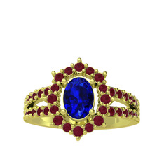 Lobelia Yüzük - Lab safir ve kök yakut 14 ayar altın yüzük #1bs1uqd
