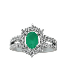 Kök zümrüt ve swarovski 925 ayar gümüş yüzük