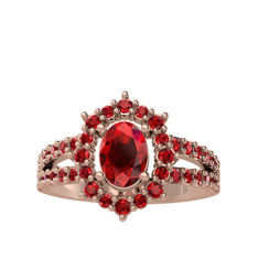 Lobelia Yüzük - Garnet 8 ayar rose altın yüzük #1fko8p5