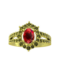Lobelia Yüzük - Garnet ve peridot 14 ayar altın yüzük #1gfmxnl
