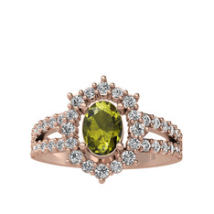 Lobelia Yüzük - Peridot ve swarovski 18 ayar rose altın yüzük #1go1fpq