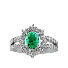 Lobelia Yüzük - Yeşil kuvars ve beyaz zirkon 925 ayar gümüş yüzük #1i14gu9