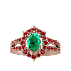 Lobelia Yüzük - Yeşil kuvars ve garnet 18 ayar rose altın yüzük #1imkyt
