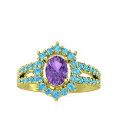 Lobelia Yüzük - Ametist ve akuamarin 14 ayar altın yüzük #1iy1ekt