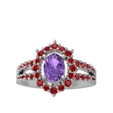 Lobelia Yüzük - Ametist ve garnet 925 ayar gümüş yüzük #1jl1tam