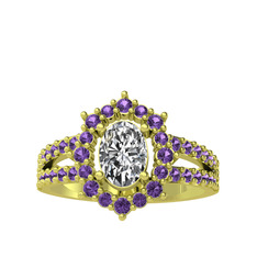 Lobelia Yüzük - Swarovski ve ametist 925 ayar altın kaplama gümüş yüzük #1l94oqf