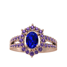 Lobelia Yüzük - Lab safir ve ametist 14 ayar rose altın yüzük #1lcif8a