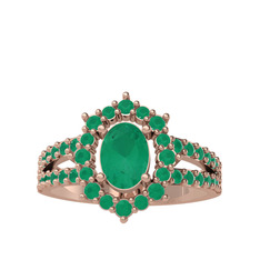 Lobelia Yüzük - Kök zümrüt 8 ayar rose altın yüzük #1nrowk0