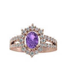 Lobelia Yüzük - Ametist ve swarovski 14 ayar rose altın yüzük #1og319p